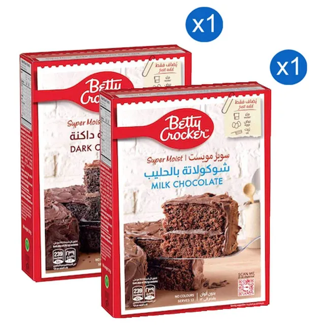 Betty Crocker Super Moist Dark Chocolate Cake Mix and Super Moist Milk Chocolate Cake Mix