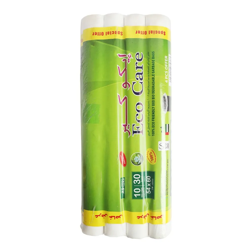 Eco Care أكياس قمامة، مقاس X-Small، سعة 10 Gallons، مقاس 54x60 cm، عدد 30 كيس، 4 Pcs