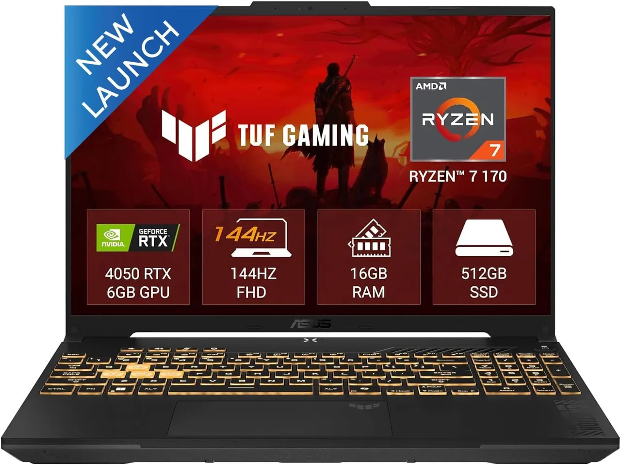 ASUS TUF Gaming A16 (2026) FA607NUQ-RL لابتوب ألعاب معالج AMD Ryzen 7 170 ‏16GB DDR5 RAM ‏512GB SSD شاشة 16" WUXGA ‏144Hz ‏NVIDIA GeForce RTX 4050 ‏6GB GDDR6 لوحة مفاتيح RGB مضيئة رمادي Mecha