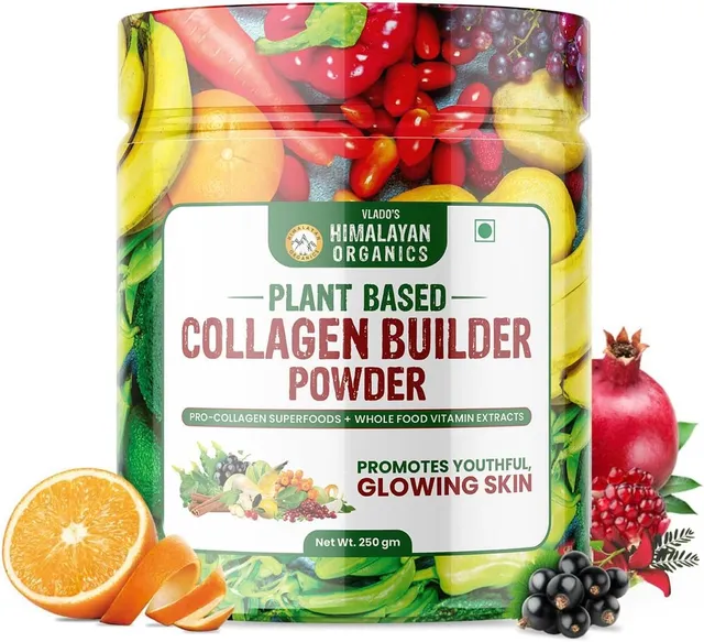 Himalayan Organics Plant Based Collagen Builder Powder With Vitamin C & Biotin, Pack Of, Promote Youthful Glowing Skin, Hair & Nails, Repair Spots And Wrinkles