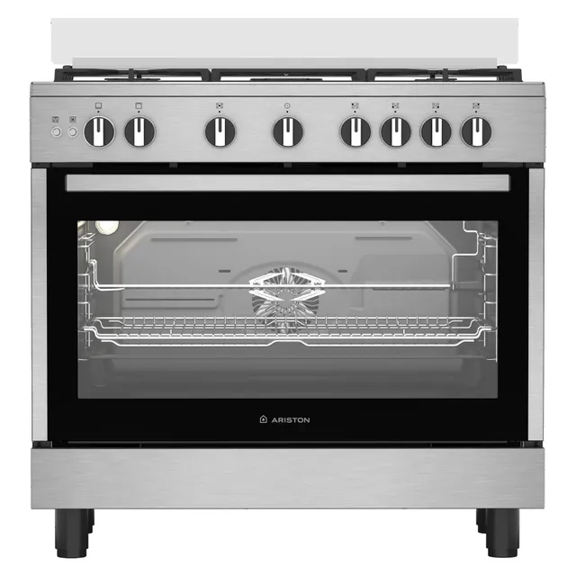 Ariston 90cm Gas Cooker ARR9GGF22125XME, Silver and Black, 5 Burners