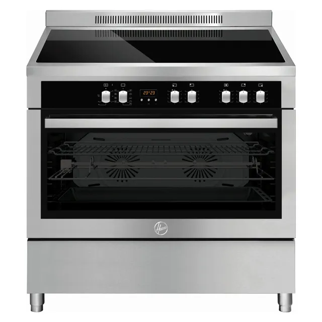 Hoover 90x60cm Free Standing Ceramic Cooker HVC-S95E-S Silver And Black