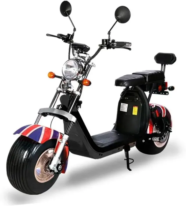 crony G-029 3000W Electric Motorcycle Motorbike High Speed Harley Tyre Double Seat With Double Battery - UK Flag