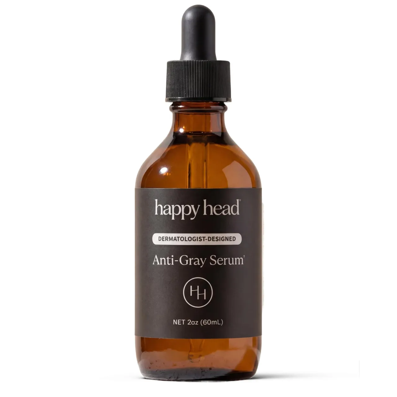 Happy Head Anti Gray Hair Serum for Men and Women with Vitamin B3, B6Peptide Complex, Hair Growth Support, Leave In Scalp Application for Daily Care Routine at Home, 2 oz Bottle