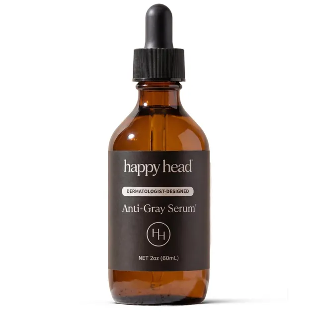 Happy Head Anti Gray Hair Serum for Men and Women with Vitamin B3, B6Peptide Complex, Hair Growth Support, Leave In Scalp Application for Daily Care Routine at Home, 2 oz Bottle
