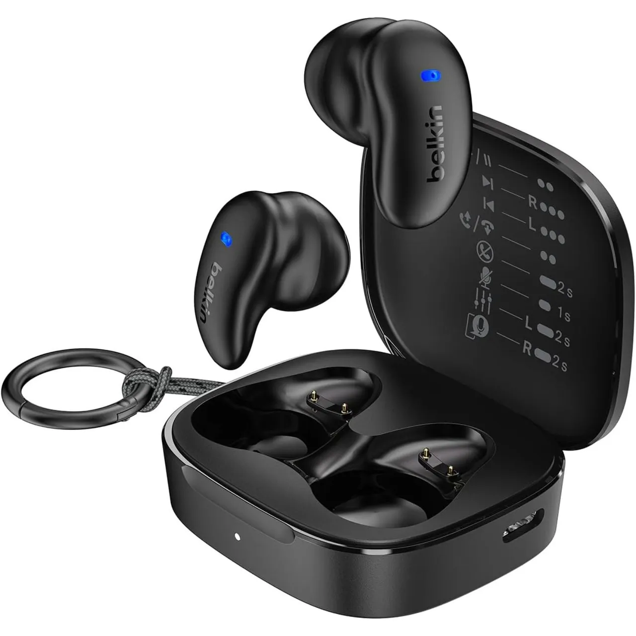 Belkin سماعة أذن لاسلكية حقيقية شبه داخل الأذن SoundForm AUC014، أسود