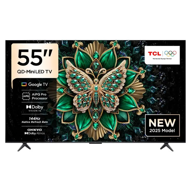 TCL 55 Inch TV C6K Premium QD-MiniLED TV, Precise Dimming Series Up to 512 Zones, High HDR Brightness, QLED, HVA Panel, ONKYO 2.1 Hi-Fi System, AiPQ Pro Processor, 144Hz Native Refresh Rate, Ultra Slim Design, 2025