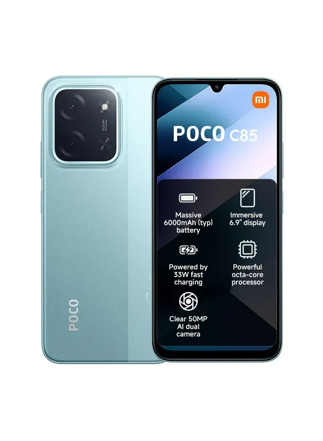 xiaomi هاتف POCO C85 بشريحتين Dual SIM، ذاكرة رام 8GB، سعة 256GB، شبكة 4G، أخضر
