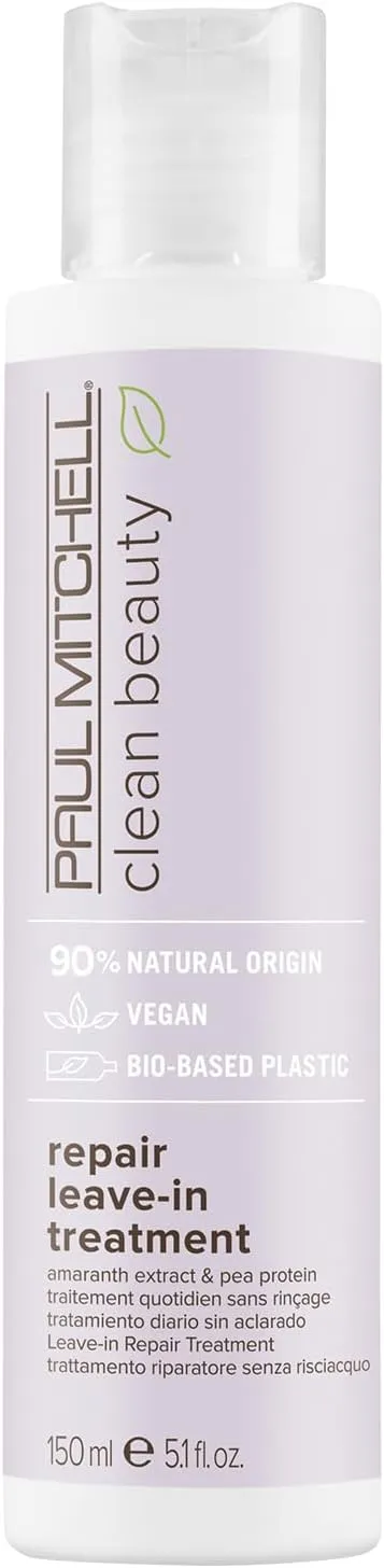 Paul Mitchell Clean Beauty Repair Leave-In Treatment, Leave-In Conditioner, Restores Strands, For Damaged, Brittle Hair, 5.1 Fl. Oz.