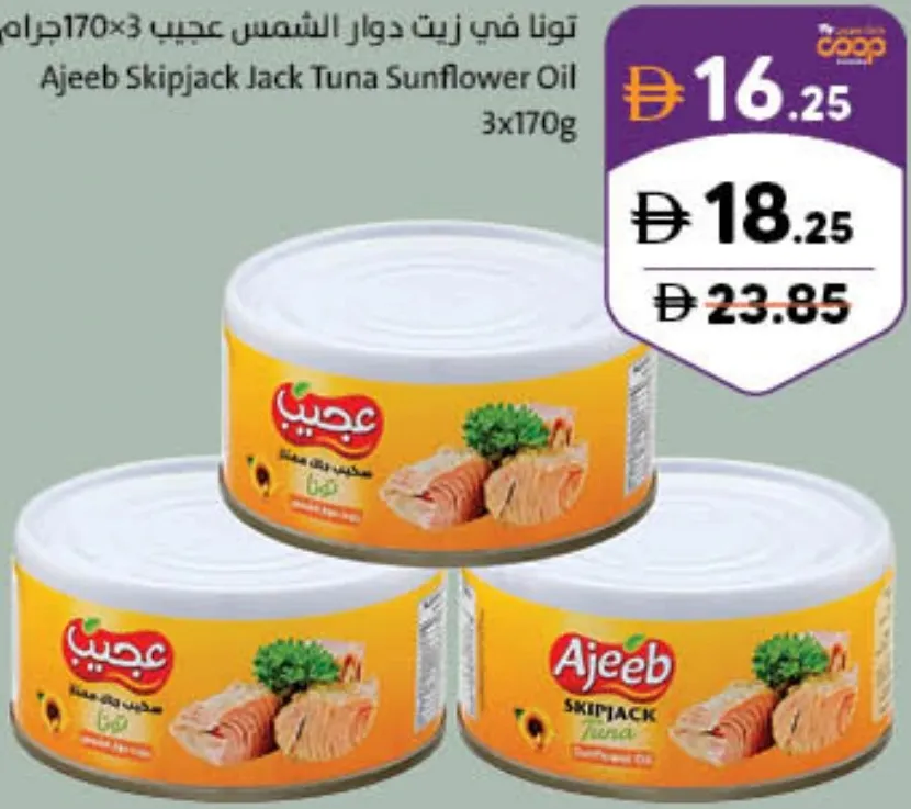 Ajeeb تونة سكيب جاك بزيت دوار الشمس
