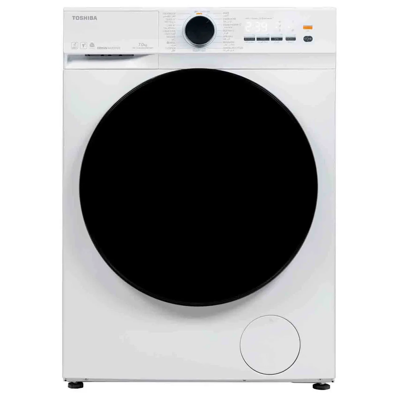 Toshiba غسالة تحميل أمامي TW-T21BU80UWBWW، محرك Origin Inverter، برامج غسيل متعددة، شاشة رقمية، أبيض