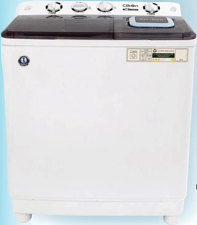 Clikon Twin Tub Semi Automatic Washing Machine 600W, Air Drying Function, 3 Modes: Normal, Standard, Drain, CK614