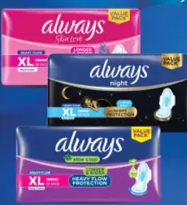 Always Max Thick Heavy Night Long with Wings / Aloe Cool Heavy Day / Skin Love Maxi Thick XL