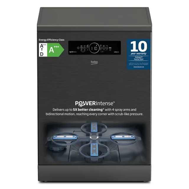 Beko 15 Place Settings Dishwasher, 11 Programs, 3 Racks, BDFN36541DAWP(Dark)