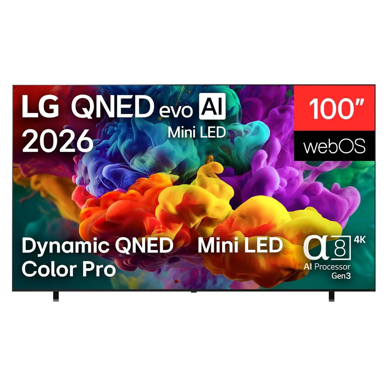 LG تلفاز ذكي 100-Inch QNED evo AI QNED85 Mini LED بدقة 4K، موديل 100QNED85B8، أسود