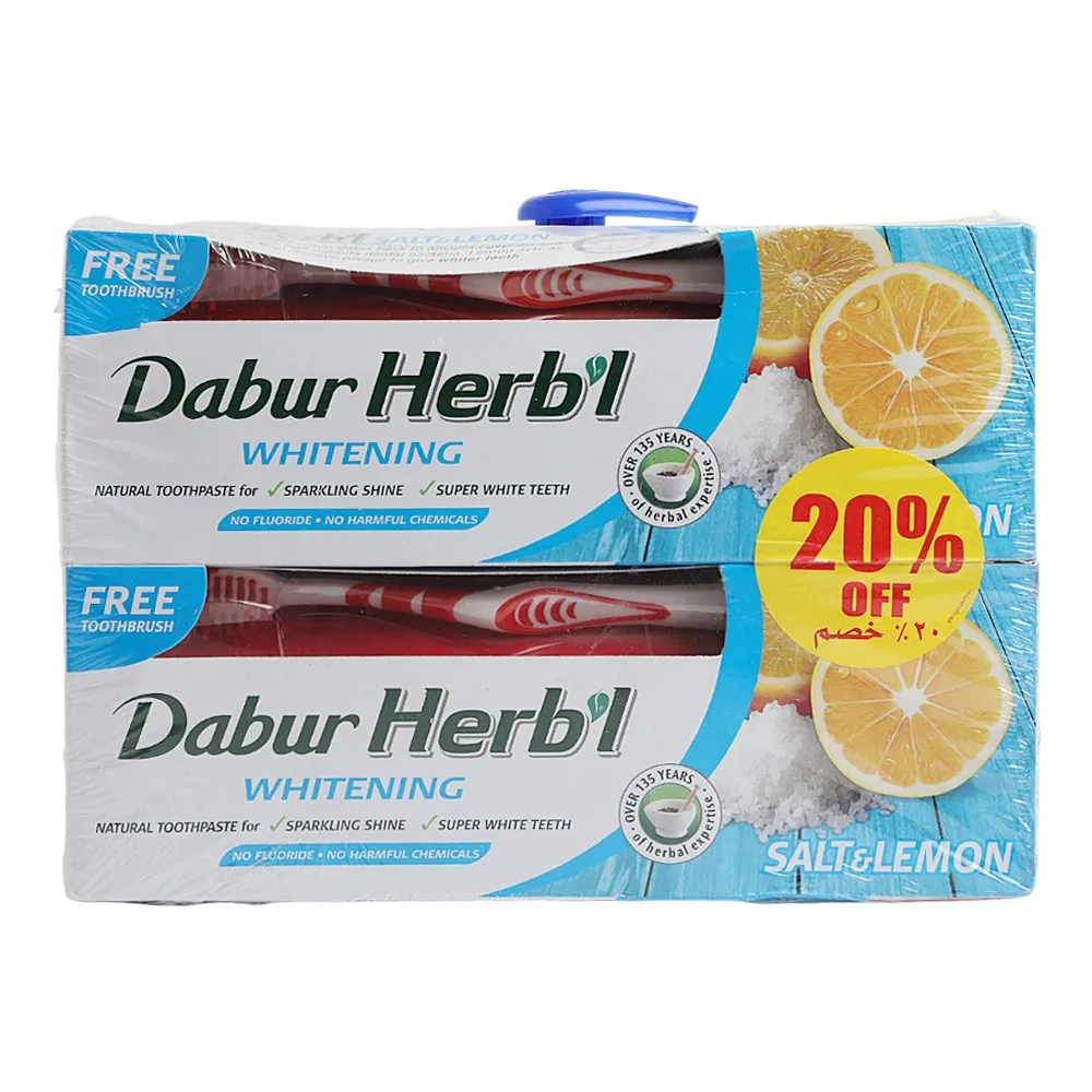 Dabur معجون أسنان مبيض مع فرشاة أسنان مجانية