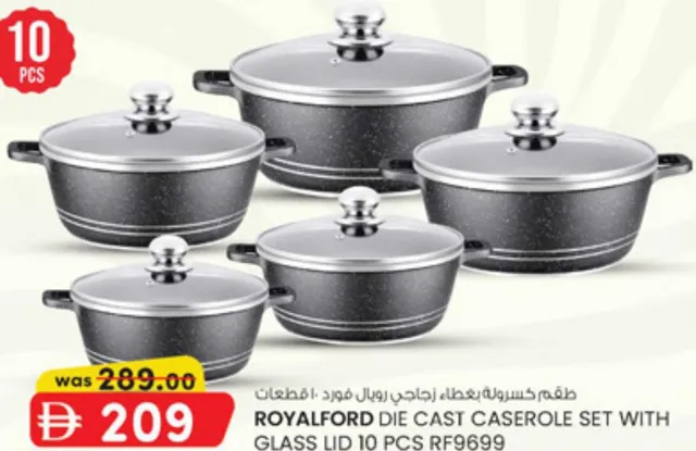 Royalford Die Cast Caserole Set With Glass Lid RF9699