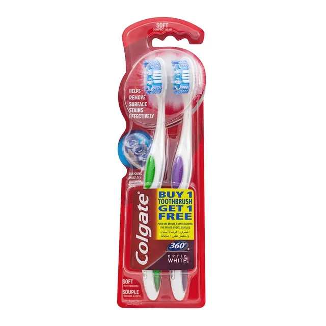 Colgate 360 Optic White Soft Whitening Toothbrush - 2 Pcs