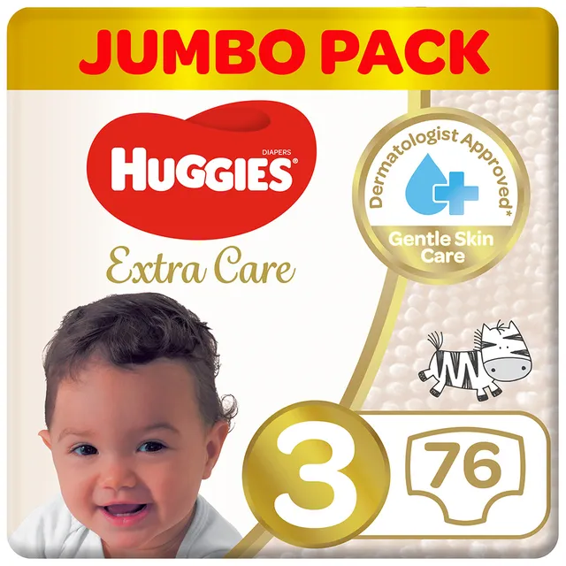 Huggies Extra Care Diapers Size 3 Jumbo Pack (4- ) - 76 Pcs
