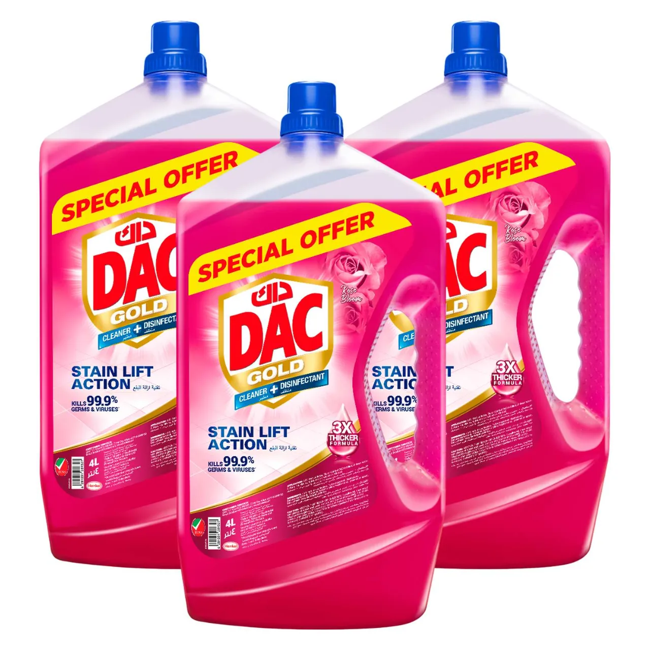 Dac منظف ومطهر Gold Plus، برائحة الورد