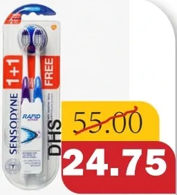 Sensodyne Rapid Action Soft Toothbrush for Sensitive Teeth - 2 Pcs