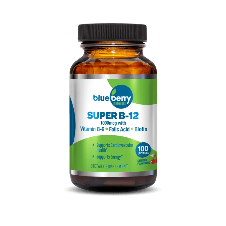 أقراص استحلاب سوبر B12 بالتوت الأزرق 1000 Mcg - 100'S