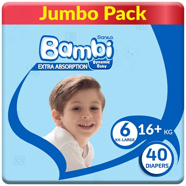 Bambi Baby Diapers Size 6 XX-Large (18+ Kg) - 40 Pcs