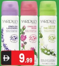 Yardley Body Spray English Lavender / English Rose / Lily of the Valley