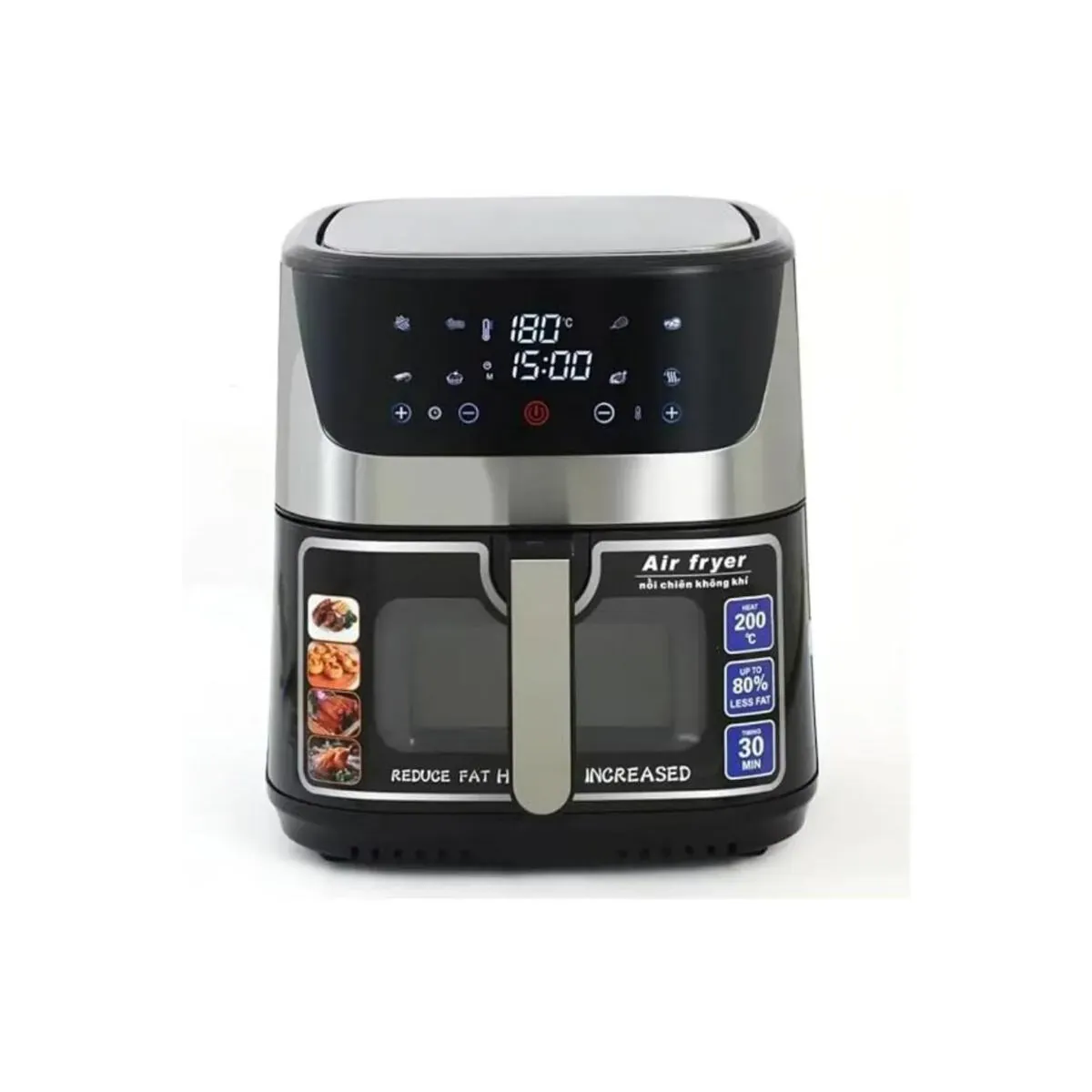 tradeo مقلاة هوائية رقمية - 1800W وتقنية هواء 360° وشاشة لمس LCD وتحكم بالحرارة لطهي صحي