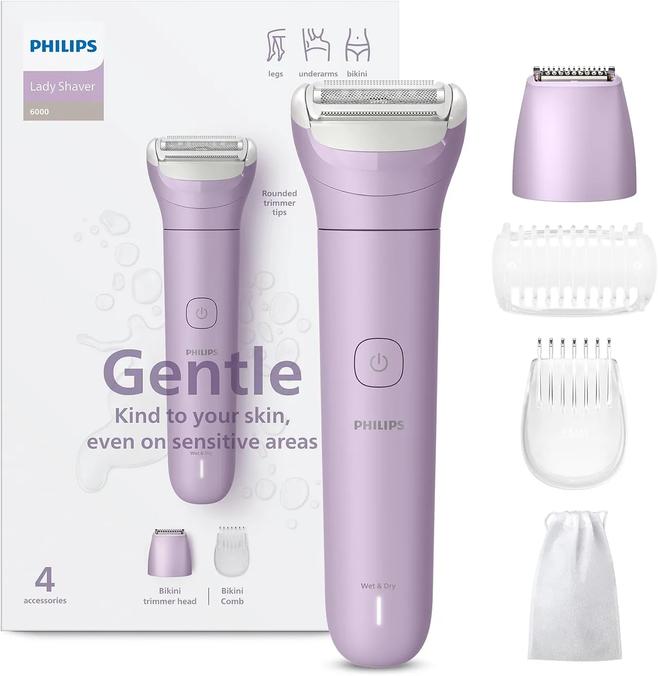 Philips ماكينة حلاقة نسائية Series 6000 لاسلكية، للاستخدام الجاف والرطب BRL138/00