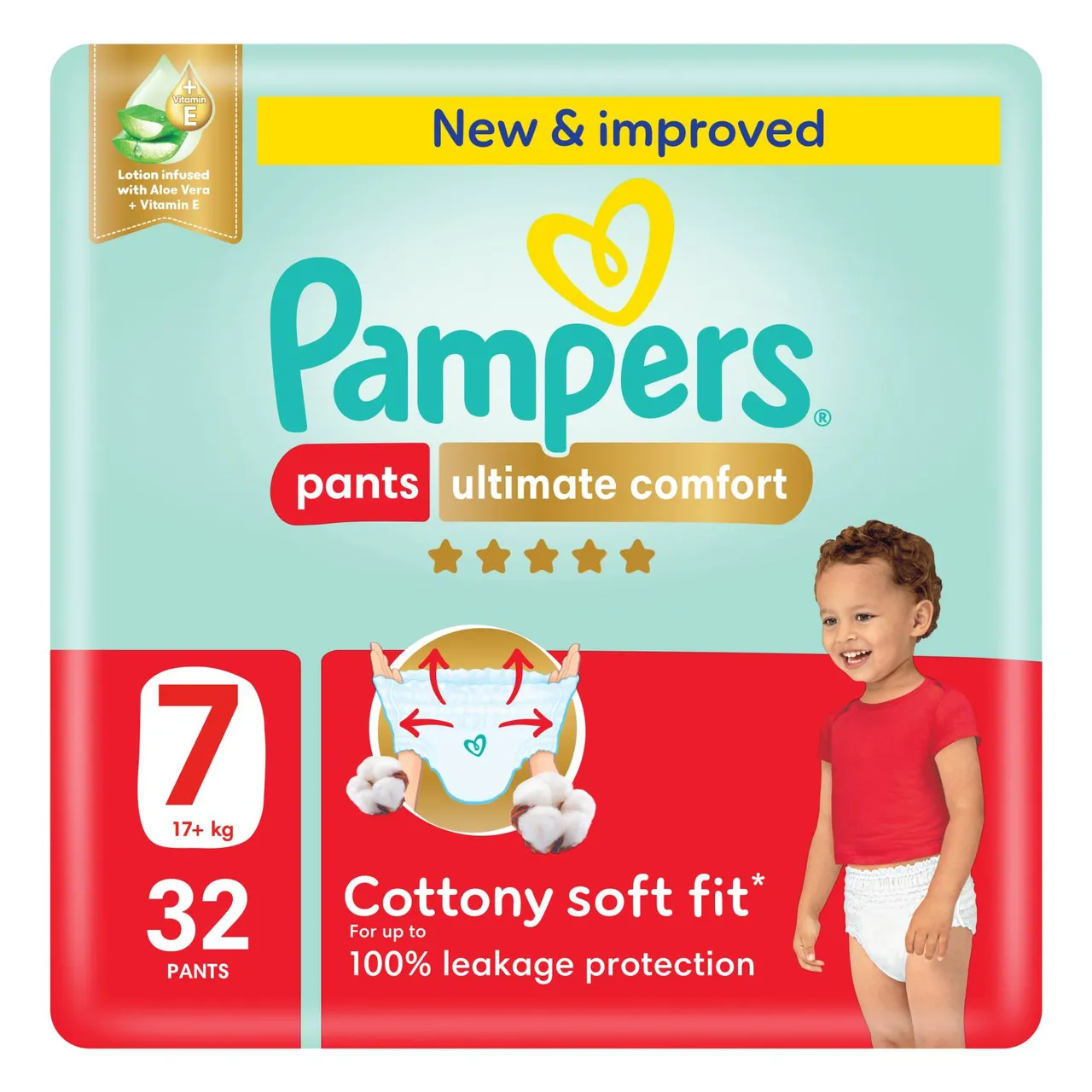Pampers حفاضات كلوت براحة قصوى مقاس 7 +، 32 كلوت
