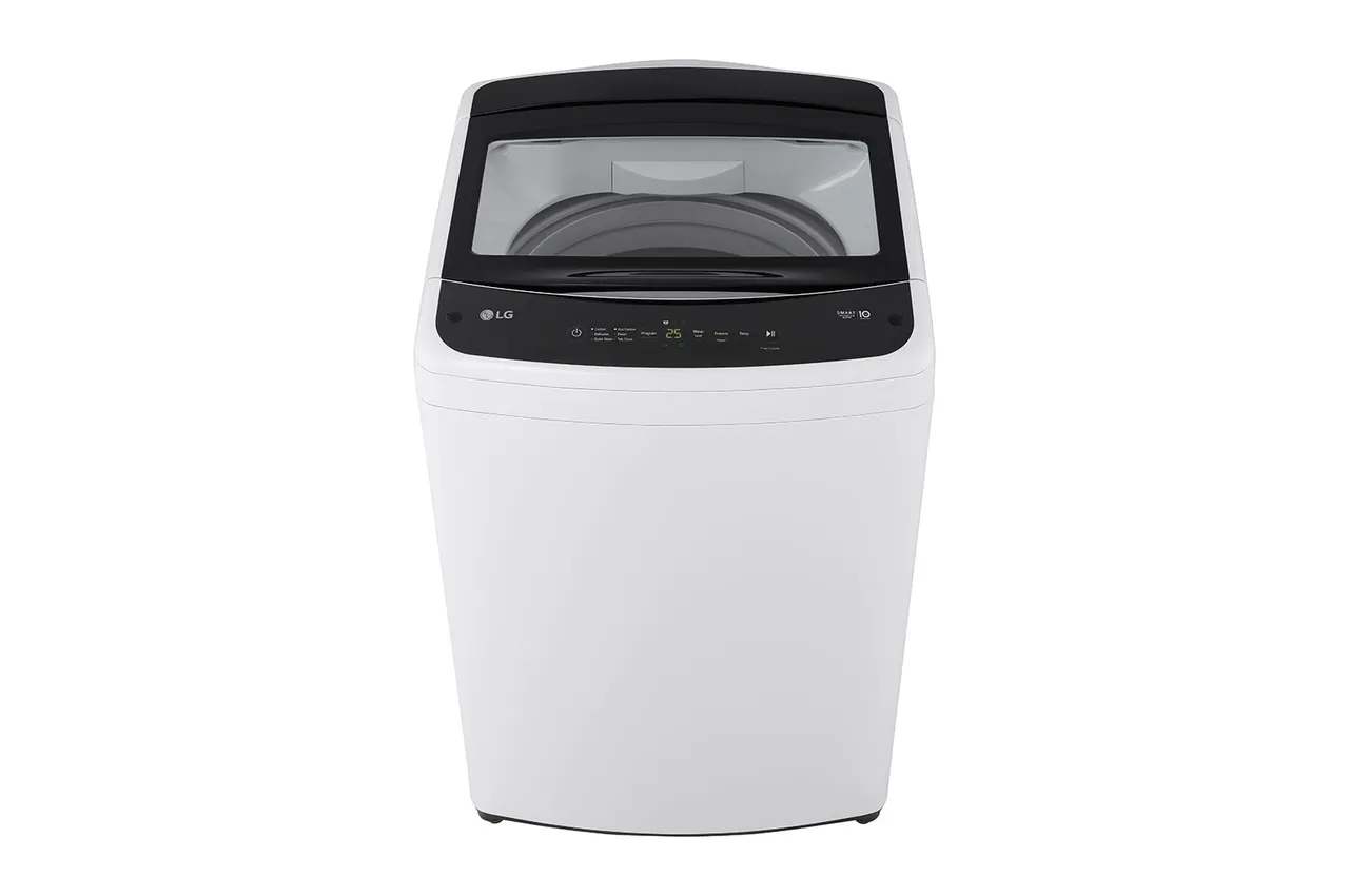 LG غسالة تحميل علوي، انفرتر ذكي، TurboDrum، Smart Motion، اللون أبيض الموديل – T18V1NDHTC