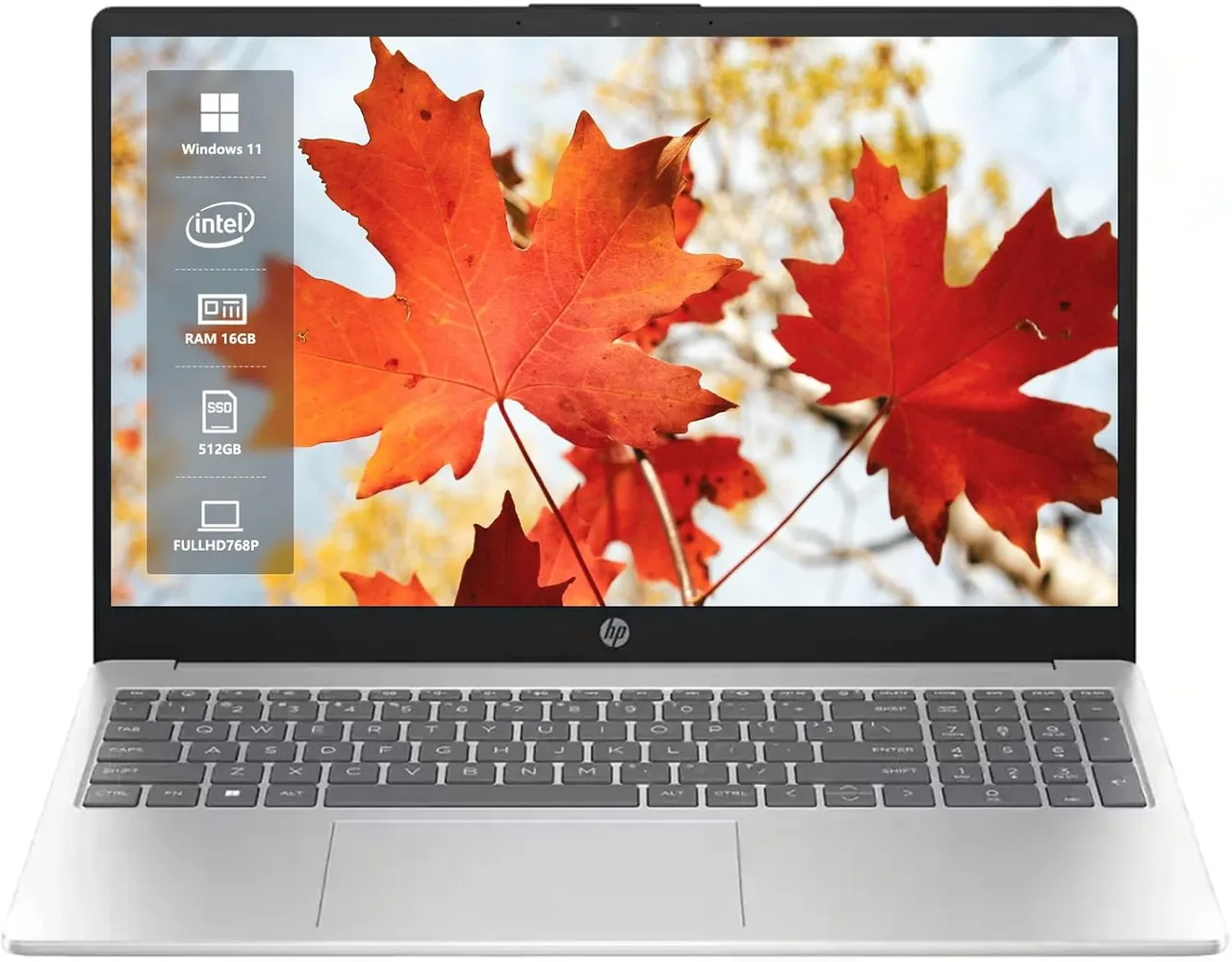 HP لابتوب بشاشة لمس 15.6"، معالج Intel Core i5-1235u، ذاكرة 16GB، تخزين 512GB SSD، رسومات Intel Iris Xe، Wi-Fi 6E، نظام Windows 11 Home، مثالي للطلاب والأعمال، فضي Natural Silver
