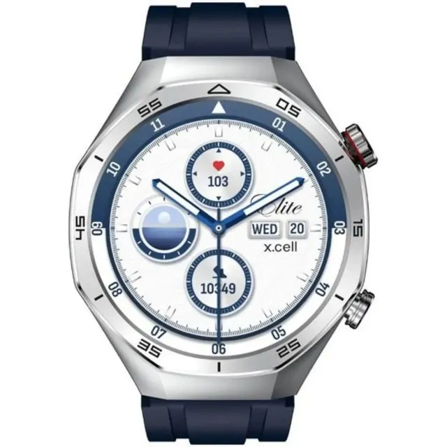 X.Cell Elite-7 Smartwatch, 1.52 Inch HD Display, Bluetooth Calling, IP67 Water Resistant, Silver Steel Frame & Band, Android iOS Compatible