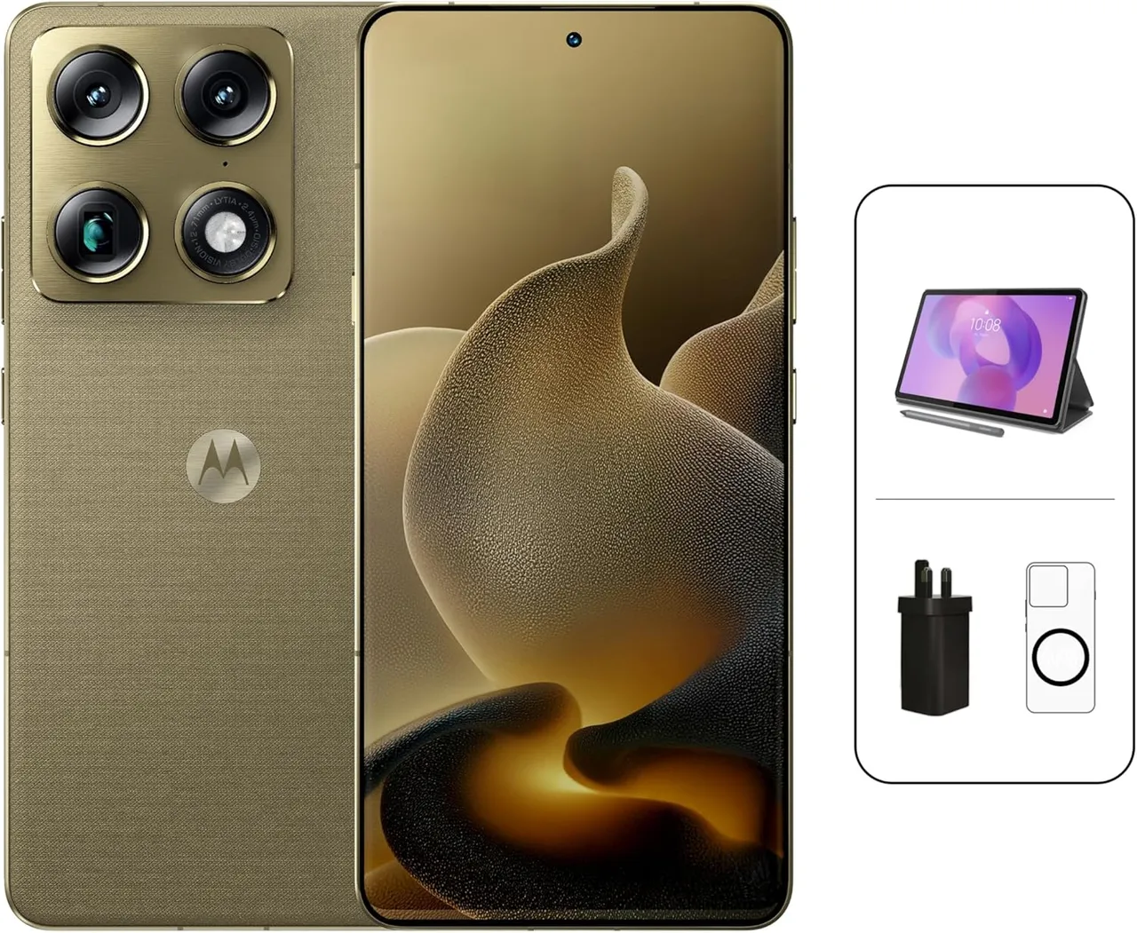 motorola Signature، تعزيز ذاكرة RAM بسعة 16+16GB، ذاكرة تخزين ROM بسعة 512GB، دعم 5G، لون Pantone Martini Olive (كاميرا OIS، مقاومة IP68/IP69، معالج Snapdragon 8 Gen 5، شاشة Extreme AMOLED مقاس 6.8" بمعدل تحديث 165Hz - هدايا مجانية مع الطلب المسبق)