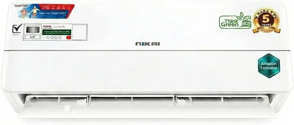 nikai مكيف سبليت 2 طن T3 للخدمة الشاقة بضاغط مكبس KK (صنع في تايلاند)، تبريد 24000 BTU، تدفق هواء ثلاثي الأبعاد 3D، تبريد سريع عالي الكفاءة موفر للطاقة، ضجيج منخفض، NSAC24410K-CRF