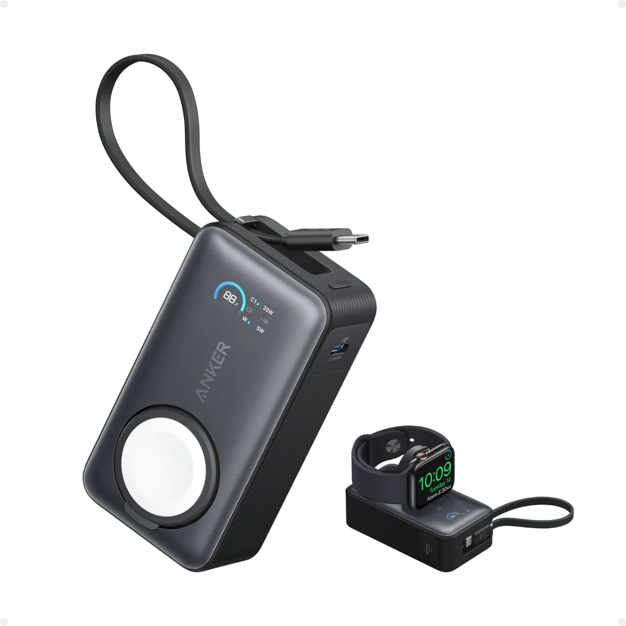 Anker باور بانك MagGo 10000 mAh، أسود