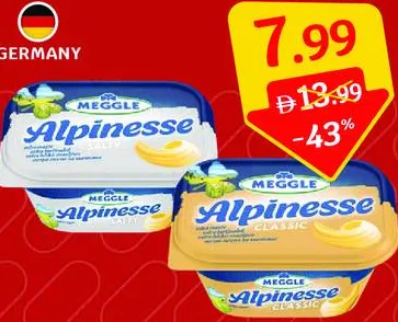 Meggle زبدة Alpinesse قابلة للدهن مملحة / غير مملحة