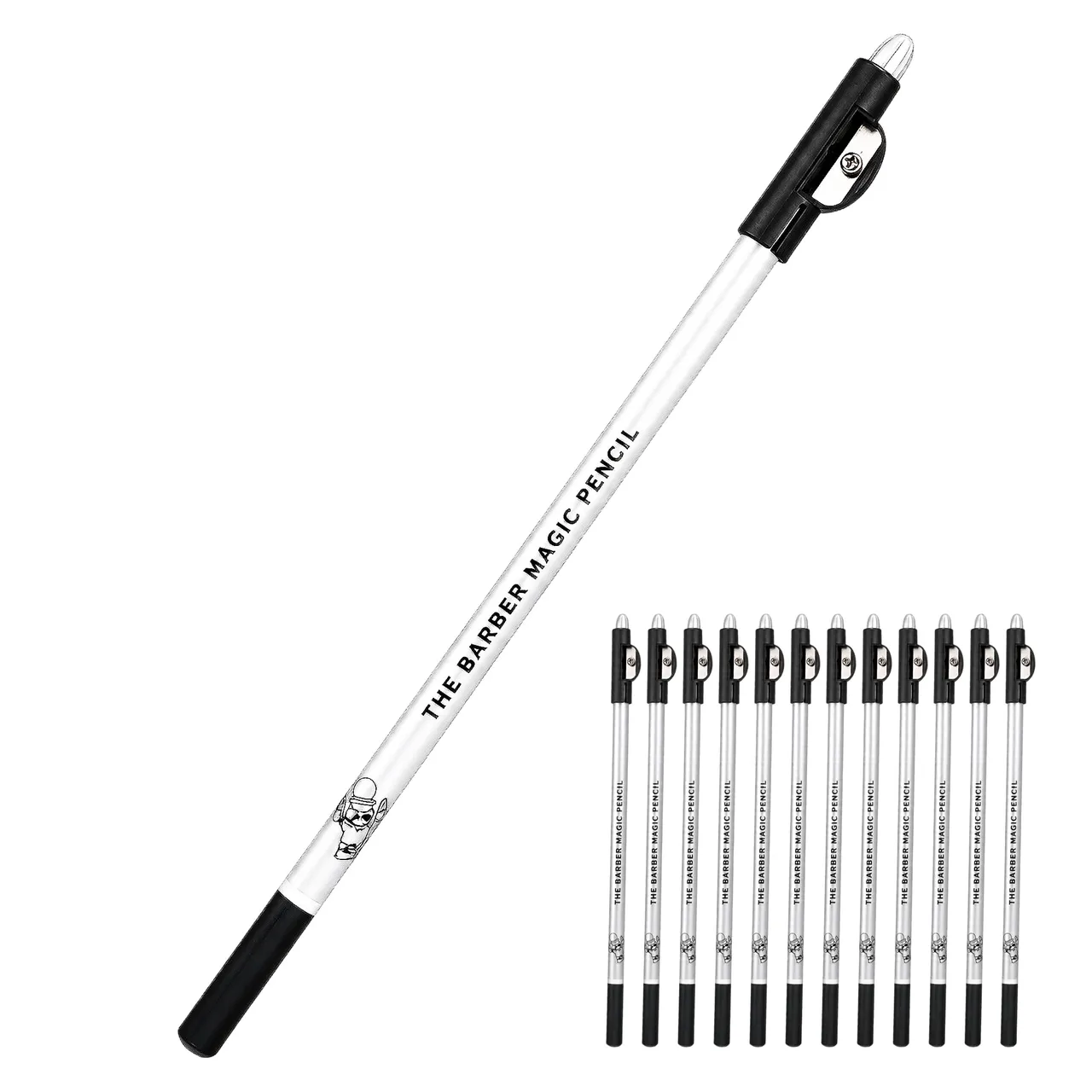 The Barber Magic Pencil للتحديد مع مبراة مدمجة خط شعر أبيض 12 Pc