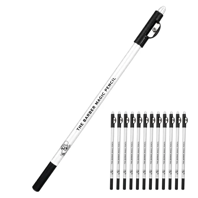 The Barber Magic Pencil for Lineup, Built-In Sharpener, White Hairline, 12 Pc