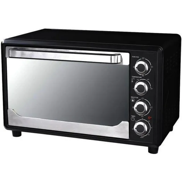 Oakriver Electric Oven Toaster Grill, 2000W OTG Oven with Adjustable Temperature, 60-MINUTE Timer, Glass Door, Double Interior Light, Baking Tray & Rack for Toast, Bake, Grill, Roast & Pizza