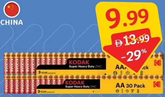 Kodak Zinc Super Heavy Duty Battery AA / AAA Shrink Long