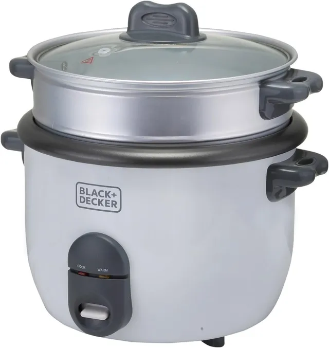 Black & Decker Rice Cooker 700W Power Removable Non-Stick Bowl & Steaming Tray with Water Level Indicator Glass Lid & Cool Touch for Healthy Meals Easy to Use 2 years warranty RC1860-B5