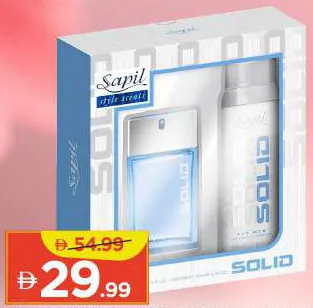 Sapil طقم هدايا Solid عطر أو دو بارفان ومزيل عرق