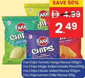 Fax Chips Cream & Onion / Mato Tango / Magic Indian Masala / Classic Salted / Lemon Chilly