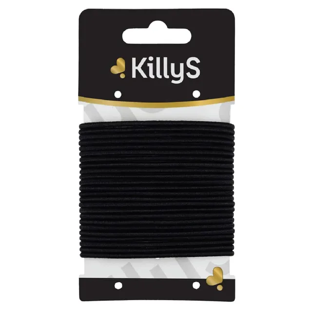 Killys Thin Black Hair Elastics, 24 Pieces