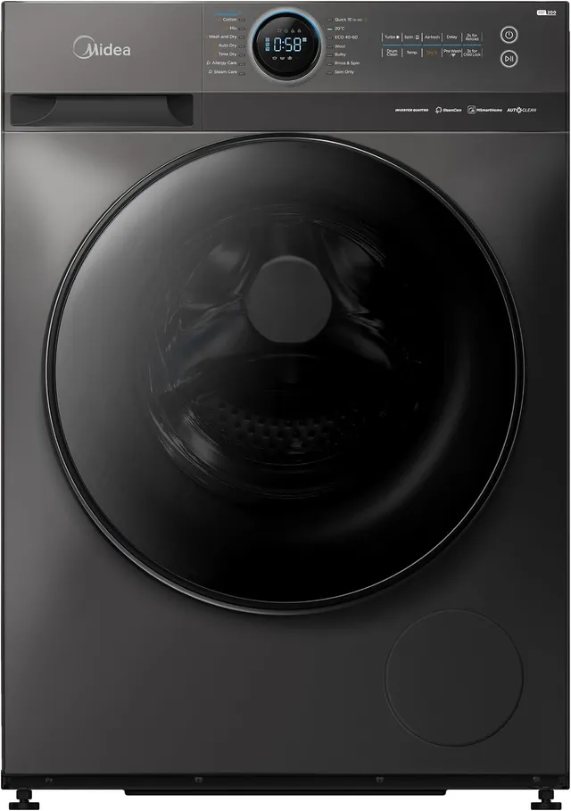 Midea 10/ Washer Dryer, 1400 RPM, BLDC Inverter, 16 Programs, Steam Care, Wi-Fi, Auto Clean, Lunar Dial, Titanium – MF200D100WBTGCC-CLR01.