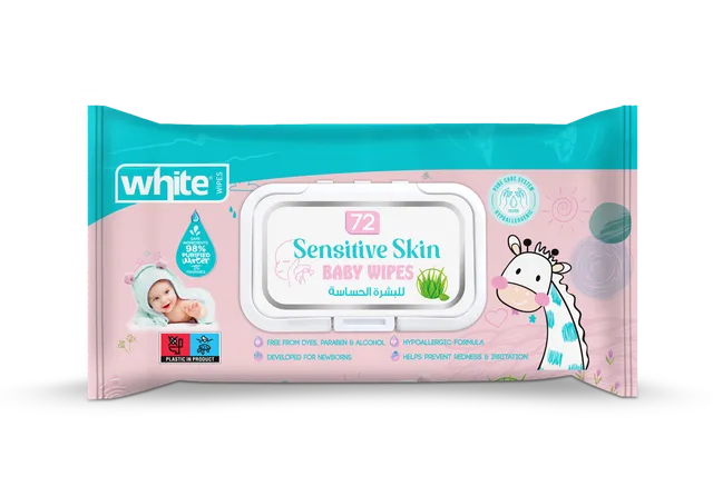 White Wet Wipes Sensitive Baby - 72's