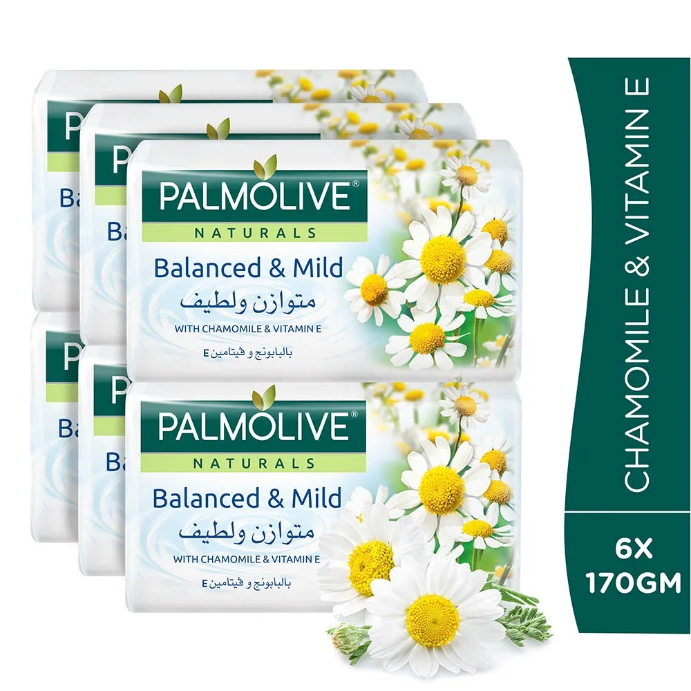 Palmolive صابون بالبابونج والفيتامين أبيض 170Gm x 5Pcs + 1Pcs مجانا