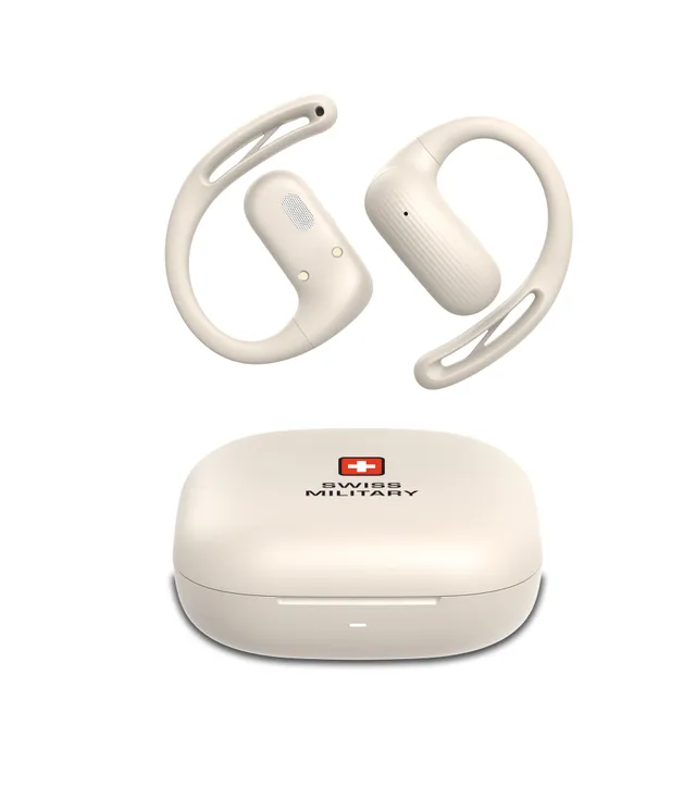 Swiss Military Delta 7 Pro Open-Ear True Wireless Earbuds, Bluetooth 5.4, Gaming & Music Modes, 6 Hour Playback, Splash & Dust Resistant, White